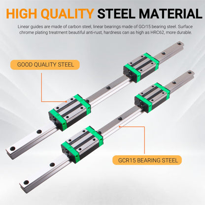 ANWOK 2Pcs HGR20-1500mm Linear Guide Rail +1Pcs SFU/RM1605-1500mm Ballscrew with BF12/BK12 Kit DSG16H Nut Housing, Coupling, Linear Slide Rail Guide Rail Square for DIY CNC Routers Lathes Mills