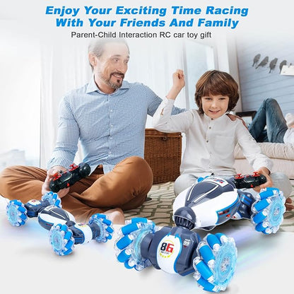 Gesture Sensing RC Stunt Car Toys for Boys Girls 6-12 Year Old 4WD Remote Control Car 360° Rotate Transform Off-Road Drift RC Toy with Lights Music 2.4Ghz Hand Control Birthday Xmas Gifts
