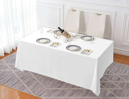 Surmente White Rectangle Tablecloth 90 x 156-inch Rectangular Polyester Table Cloth for Weddings, Banquets, or Restaurants