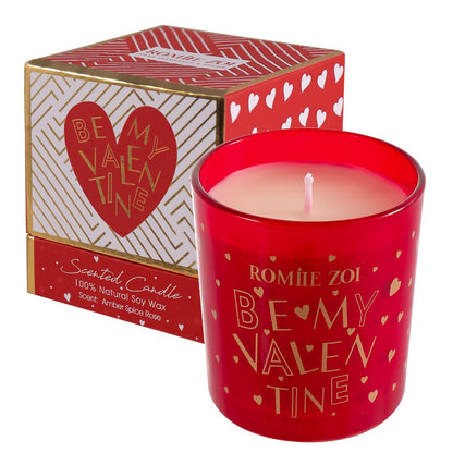 ROMIIE ZOI Holiday Valentine's Day Scented Candle - 6oz Soy Wax Candle Infused with Amber Spice Rose - Gift Box Packaged for Holiday Season Women Gift