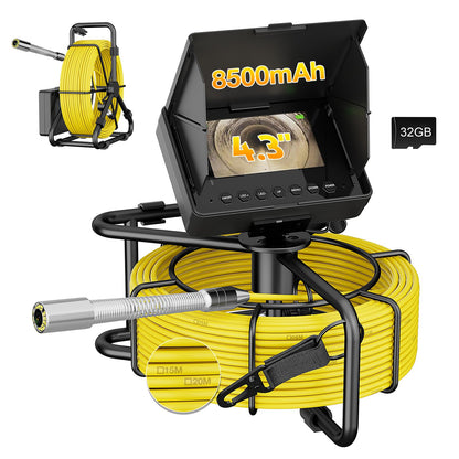 EIXAUP Sewer Camera 100 FT, 4.3" HD Screen, 23mm Industrial Endoscope with Light,32GB Card, Portable Drain Camera with 8500mAh Battery,Ideal for Plumbers and Homeowners(No DVR)