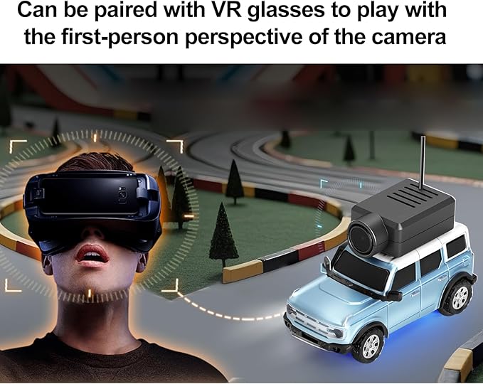 WLtoys Mini RC Car 1:64 Scale FPV RC Drift Car with 720P HD Camera WiFi App Control with Gyro First Person Perspective Mini Racing Toys for Teens and Adults(Blue)