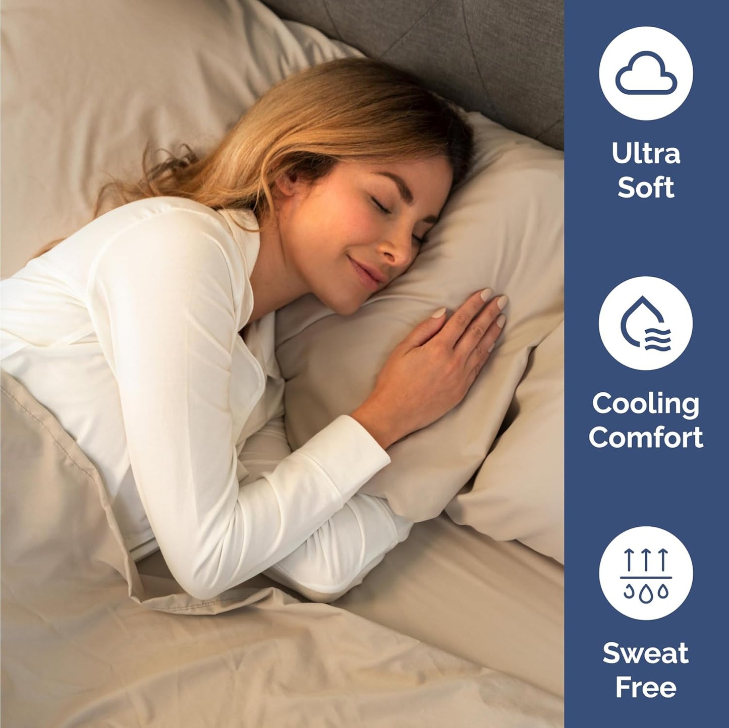 Skiennix Twin Size Sheet Set - Comfy Cooling Bed Sheets - Ultra-Soft, Deep Pockets, Wrinkle-Free - Oeko-Tex Certified, Cream