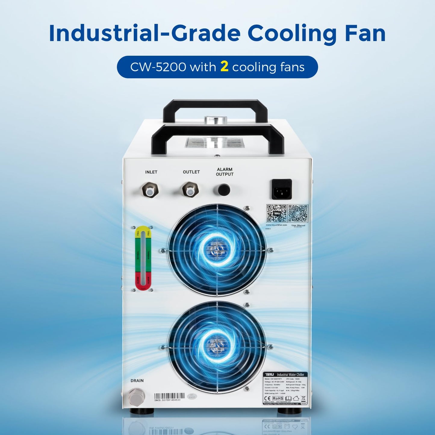 Cloudray Water Chiller CW-5200 6L for CO2 Laser Engraver & Cutting, Cold Plunge Chiller, Laser Chiller, Industrial Water Cooler