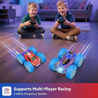 RC Cars Spider Toys for Kids 4-12 4WD Remote Control Car Spider Toy Gift Double Sided Stunt Car With LED Lights 2.4GHz 360° Flip &amp Spin/Rotation 60 Mins Playtime Gift for Kids Boys Beginners