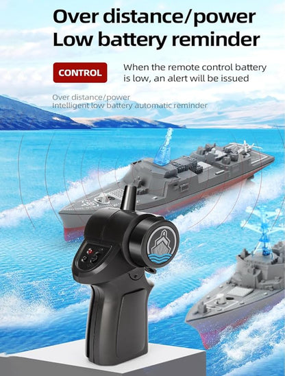 Remote Control Warship RC Military Battleship 2.4GHz Remote Control Boat for Lakes and Rivers RC Armed Ticonderoga Class Cruiser Model with Low Battery Reminder for Adults HC-803