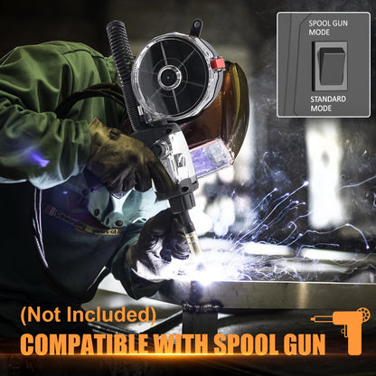 HIZONE MIG-200PRO MIG Welder, 200Amp 110/220V 8 in 1 MIG Welding Machine, Gas MIG/MAG/Flux MIG/Spool Gun/Spot Welding/Lift TIG/Stick Multiprocess Welder, Aluminum & Copper Support