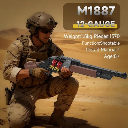 Sosuy Building Block Gun Sets M1887 1:1 DIY Shootable Shotgun Model Guns Toys for Adult Teen Boys Birthday for Men Kids Age 8+ Bricks Collection for Army Fan 1370PCS