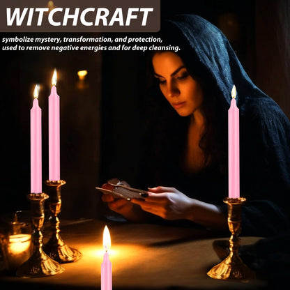 24 Pack Pink Spell Chime Candles – Premium Mini Unscented Taper Candles for Rituals, Prayer, Meditation, Altar, Spells – 4" Tall – Ideal for Witches & Spiritual Practices