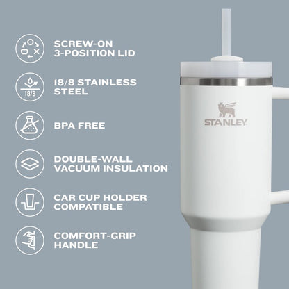 Stanley Quencher H2.0 Tumbler with Handle and Straw 30 oz | Flowstate 3-Position Lid | Cup Holder Compatible for Travel | Insulated Stainless Steel Cup | BPA-Free | Vivid Violet