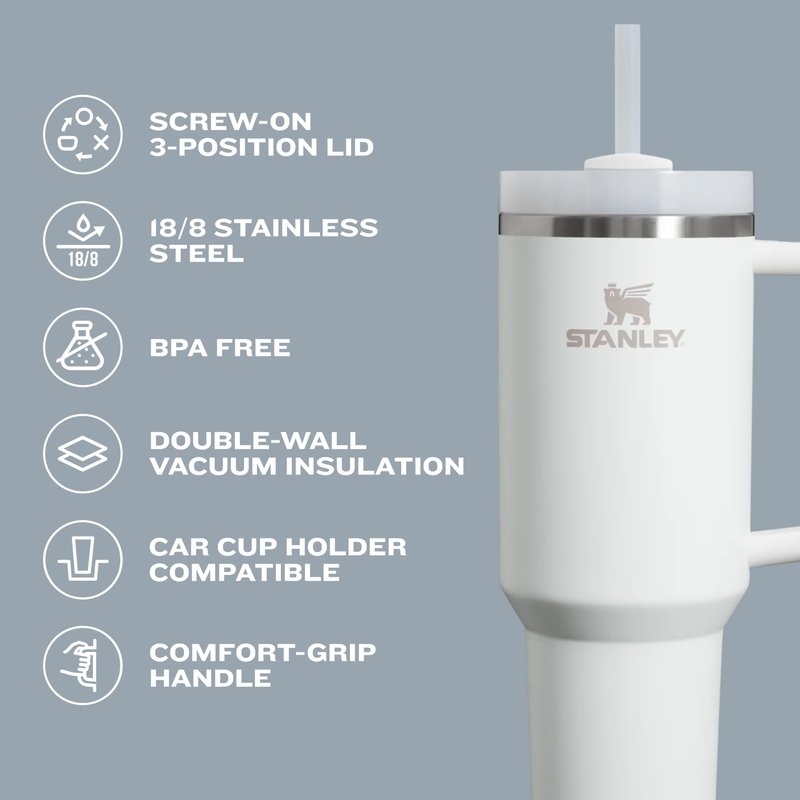 STANLEY Quencher H2.0 Tumbler with Handle and Straw 30 oz | Flowstate 3-Position Lid | Cup Holder Compatible for Travel | Insulated Stainless Steel Cup | BPA-Free | Tigerlily Plum