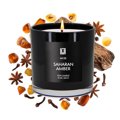 Lulu Candles | Sahara Amber Scented Soy Candle | Warm Amber & Vanilla Fragrance | Luxury Jar Candle | Highly Scented Long Lasting Candle | Home Fragrance Gift (9 Oz.)