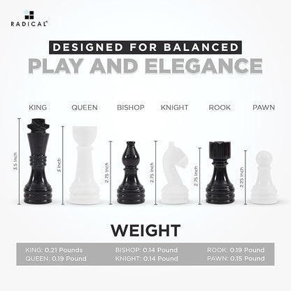 Radicaln Marble Chess Figures 3.5'' Inches Black and White Handmade Figures for Board Games - Marble Chess Set &amp Checker Board Game for Adults