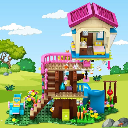 HOGOKIDS Tree House Building Set with LED Light - 622pcs Treehouse Building Blocks Toys Forest Up House Toys with Slide Birthday Easter Gifts for Kids Girls Boys Age 8 9 10 11 12+