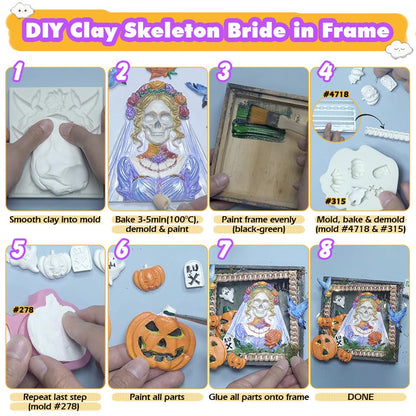 Skeleton Bride and Groom Clay Molds for Crafts