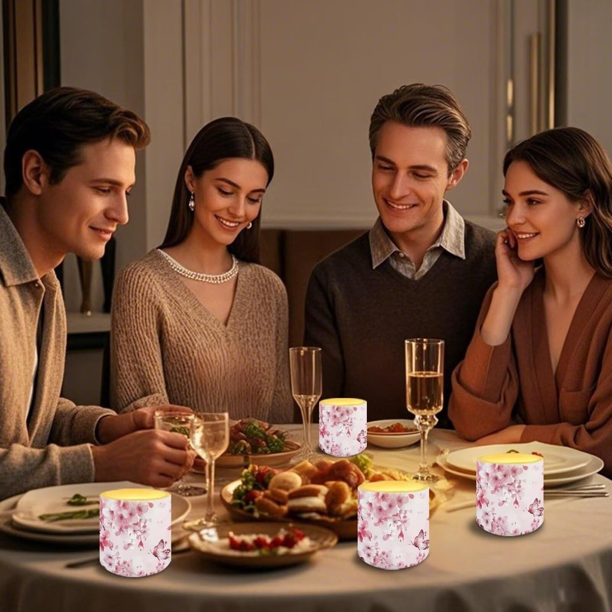 Cozeyat Pink Garden Flameless Candles 4 Pack Battery Operated with Remote Control Timer LED Pillar Candles Waterproof for Indoor Outdoor Garden Use