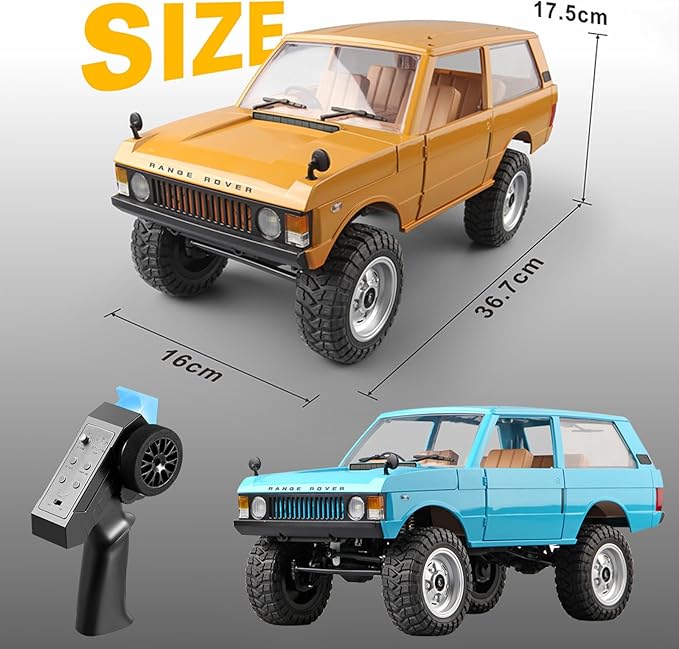 MN-168 1/12 RC Crawler Ranger Rover 1970 RC Truck 4x4 Off Road Car 2.4GHz RC Rock Climber Vehicles with 7.4V 1200mAh Battery RTR for Adults (Yellow)