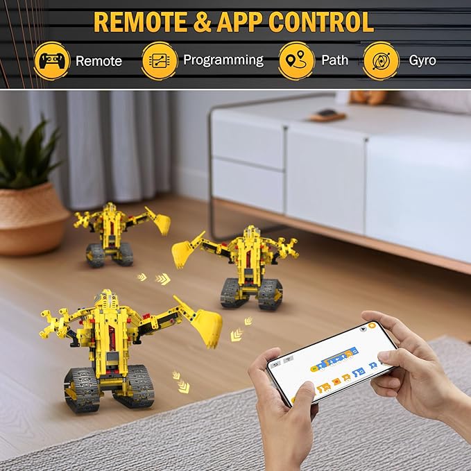 5 in 1 STEM RC Robot Building Kit 555 PCS APP &amp Remote Control Robot Toys for Kids Age 6 7 8 9 10 11 12+ Engineering Science Coding Robotic Toys Birthday Gifts for Boys &amp Girls