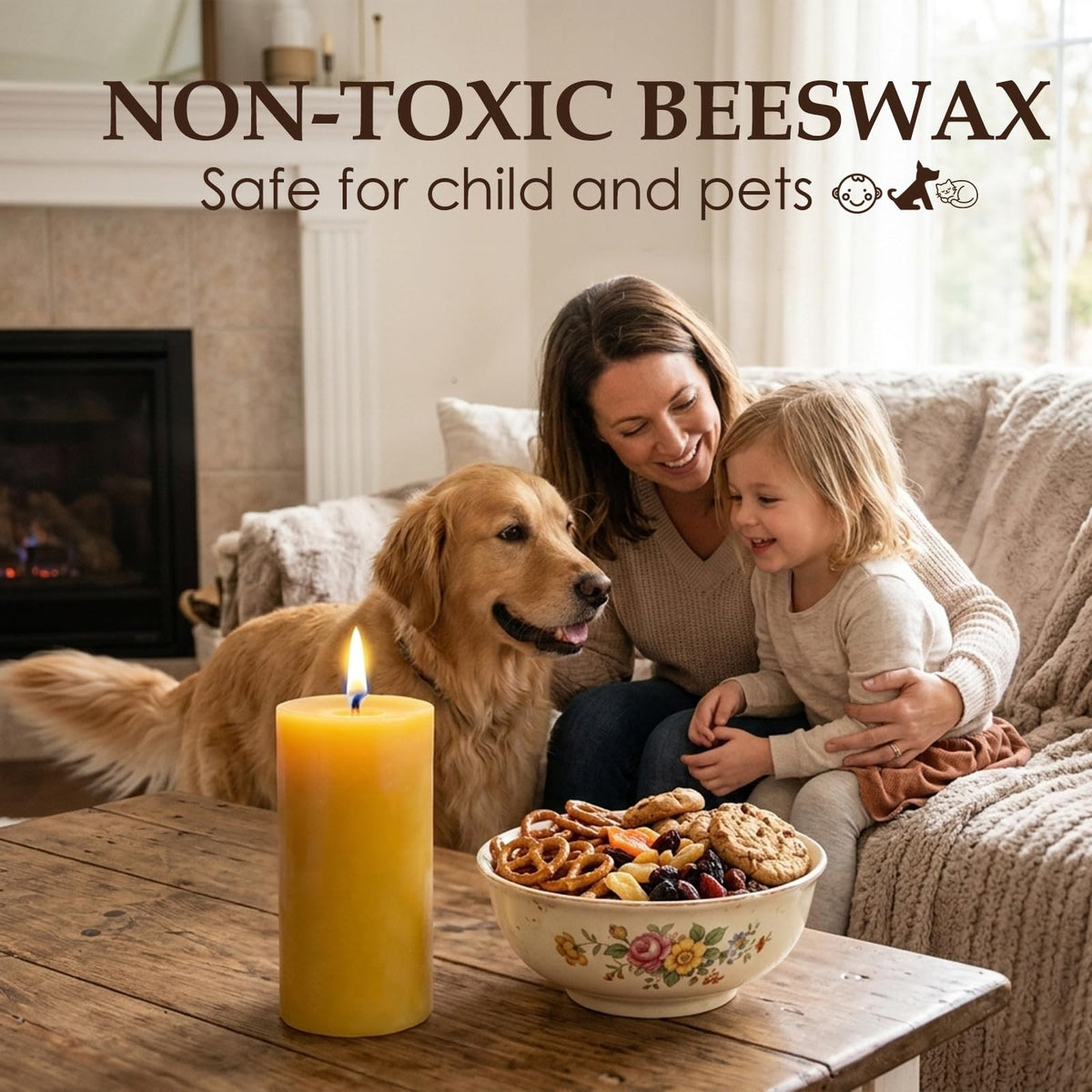 14 Packs Natural Beeswax Candles, Beeswax Pillar Candles with 490 Hours Burn Time, Organic Bees Wax Candles for Home, Relaxation, Smokeless & Dripless, 2x4 inch