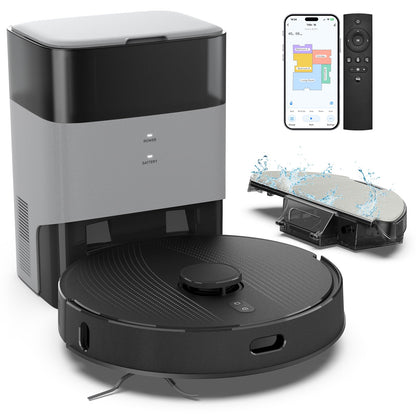 T20+ Self Emptying Robot Vacuum and Mop Combo, 6,000Pa Suction Robotic Vacuums, 75-Day Capacity, Home Mapping, APP & Voice & Remote, 180-Min Runtime, Robot Vacuum Cleaner for Pet Hair, Hard Floor