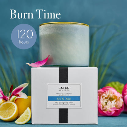 LAFCO New York 3-Wick Candle, Sea & Dune - 30 oz - 120-Hour Burn Time - Reusable, Hand Blown Glass Vessel - Made in The USA