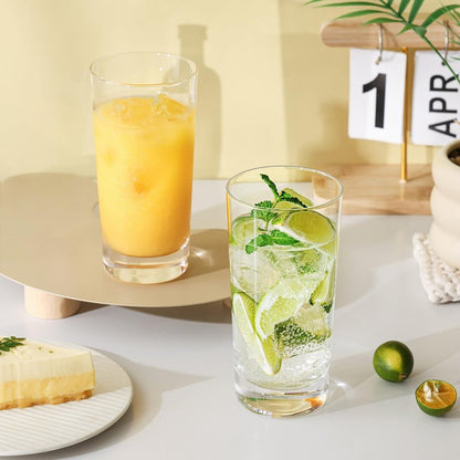 OUWO Highball Glasses Set of 6, 13oz Tall Drinking Glasses, Water Glass for Kitchen, Tom Collins Glasses, Mojito Glass Cups, Cocktail Glasses for Bar Glassware