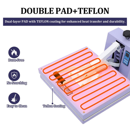 Heat Press 16x20, Heat Press Machine for T-Shirts with Fast Heating & Adjustable Pressure, Digital Industrial Sublimation Heat Transfer Machine for Canvas, Bags, Hats, Pillows
