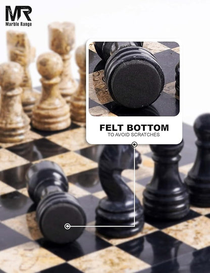 Marble Chess Set for Adults 12 Handmade Black &amp Coral Board Game with 32 Chess Pieces 2 Extra Queens &amp Storage Box Luxury Travel Game Elegant for Home Decor