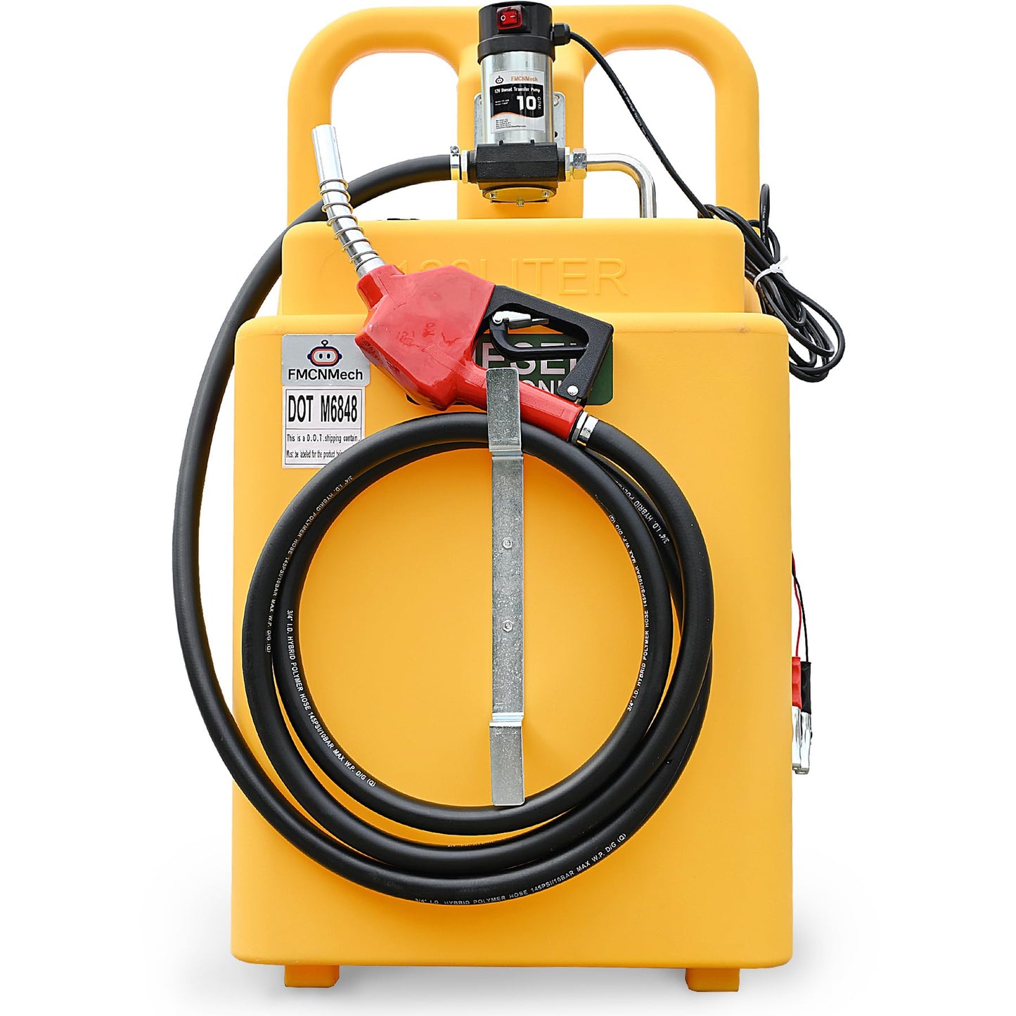 FMCNMech 32 Gallon Diesel Transfer Tank with 12V Electric Pump, 10 GPM Flow, Portable Diesel Fuel Caddy with Auto Shut-off Nozzle & Wheels, Heavy-Duty Diesel Tank for Trucks, Tractors and Construction Equipment