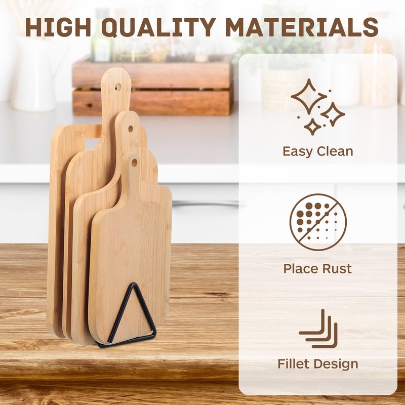 Suclain Cutting Board Organizer, Triangle Cutting Board Rack Black Metal Chopping Sheet Holder, Pots Pan Lids Cookie Sheet Organizer for Cabinet Countertop Shelf, 3.94 x 3.94 x 3.54 in