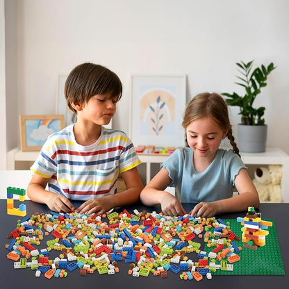 1600 PCS Building Bricks Set Classic Bulk Building Blocks Compatible with All Major Brands Includes 3 Baseplates 53 Wheels Doors Windows Accessories Creative STEM Construction Toy Gift for Kids