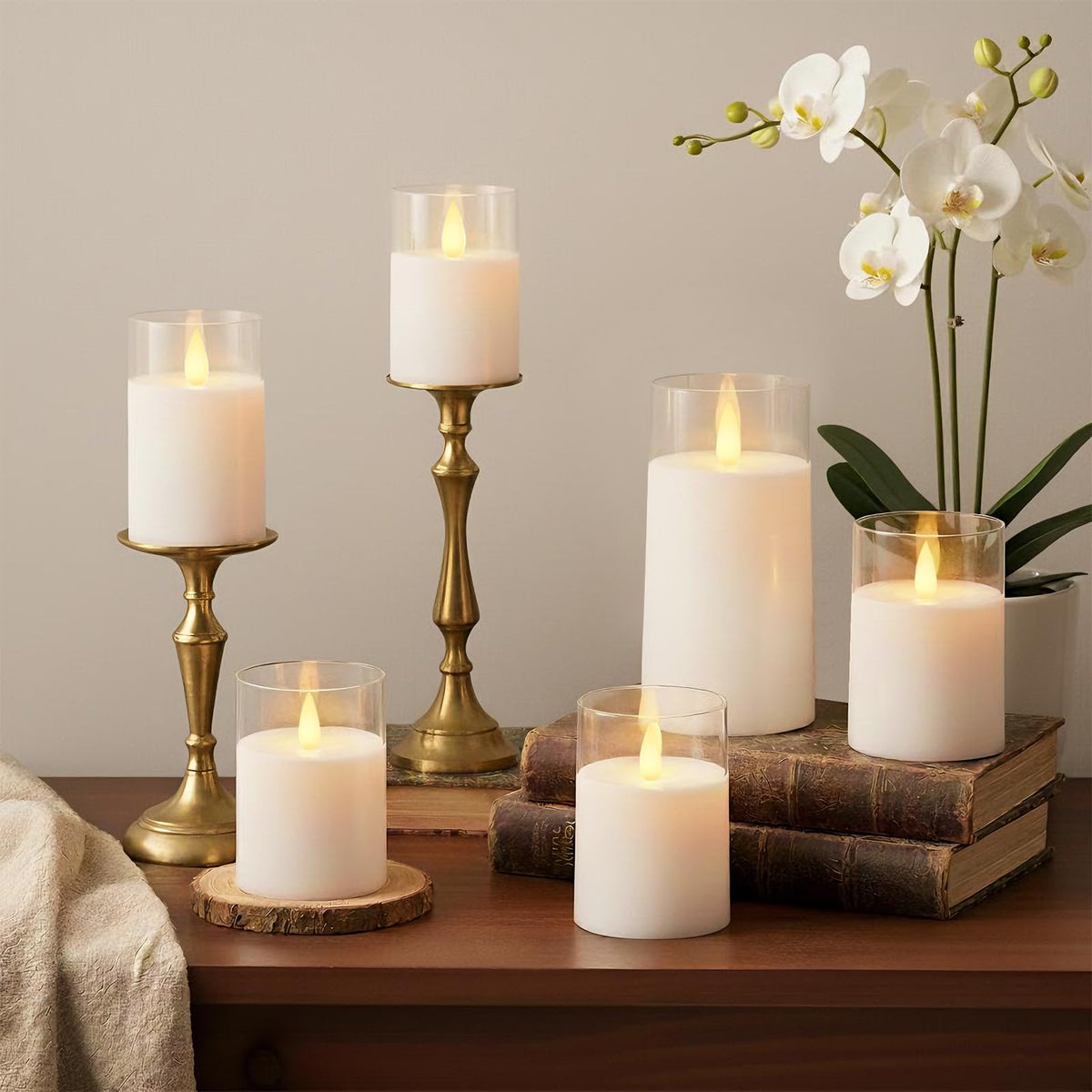 Raycare Flameless Electronic Pillar Candles with Remote Control and Timer- Battery Operated Realistic Flickering LED Fake Candle for Home, Wedding, Valentine's Day Decor, White,Set of 3(3"x4"5" 6")