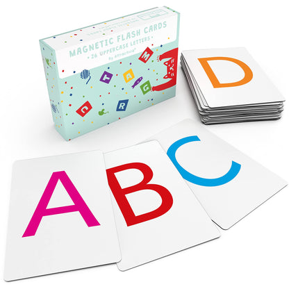 Attractivia Magnetic Big Alphabet ABC Flash Cards - 26 Sturdy Uppercase Large Letters - for Classroom Teachers, Homeschool, ESL, Toddlers 2-4 Years, Kids and Adults
