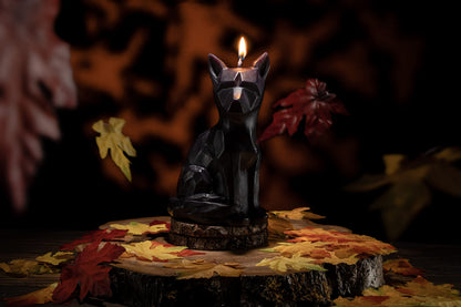 Geometric Fox Candle - Spooky Unique Gift for Animal Lovers - Goth, Gothic Skeleton Candle 7" H - Burns for 5 Hours