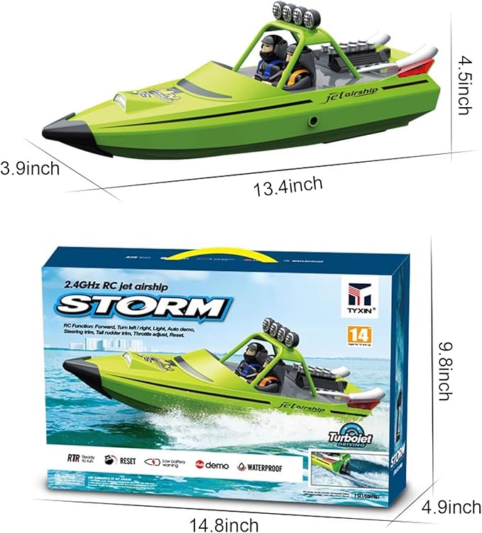 RC Boat W/ 2.4GHz Remote Control 2 Rechargeable Batteries &amp LED Lights for Pool Lakes Water High Speed RC Sport Jet Boat RTR for Adults Gifts Toys (Red)