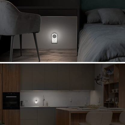 Briignite LED Baby Night Lights Plug into Wall [4Pack], Nightlight with Light Sensors for Kids Room, Bathroom Stair Lights, Hallway Light, Warm White
