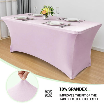 Obstal Spandex Table Cover 6ft Fitted Tablecloth Rectangular - Stretch Rectangle Folding Table Cloth for Birthday Party Wedding Banquet, Light Pink, 72L x 30W Inch