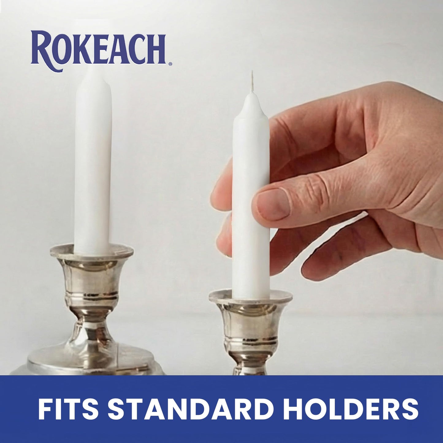 Rokeach Standard Shabbat Candles, 72 Count | White Paraffin Wax Sabbath Candles | 3-Hour Burn Time