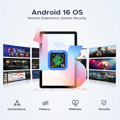POPUX P10 PRO Android 16 Tablet, Tablet 10.1 Inch with 48GB+128GB/2TB, 120Hz Diaplay, T7250 Octa-Core, Tablet Android with 8800mAh, Widevine L1, Gemini AI, 13MP+5MP, Face ID, Keyboard, Pen, Blue
