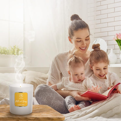 Milk & Honey Scented Candle – Aromatherapy Soy Wax, 200g – Up to 45 Hours Burn – Glass Jar for Home or Gift