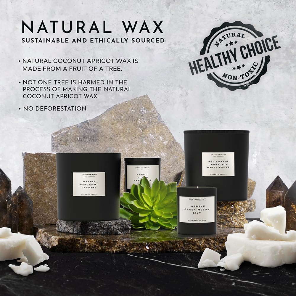 ENVIRONMENT Inspired by Designer Perfume BR540 Candle, 8oz Luxury Coconut Apricot Wax Candles for Home (Amber Crystal | Vetiver | Oud Musk) Home Fragrance Products, 1 Wick Candle, Vegan & Cruelty-Free