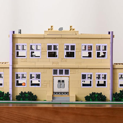 Simpsans Springfiald School Building Blocks - Moc American SCA Two-Story ArchitectureModular City House Building Sets - 3500 Pieces - for AdultsHobbyistCollector