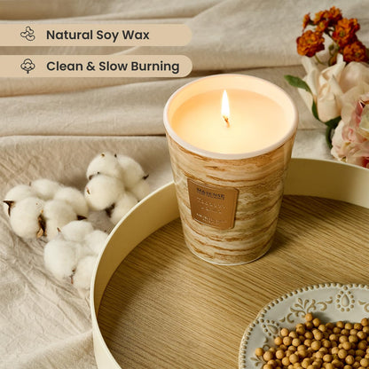 M&SENSE Tobacco Vanilla Scented Soy Candle, 3 Wick Highly Scented 14.1 Oz 75H, Aromatherapy Christmas Gift for Women and Men