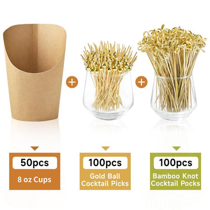 ZORRITA Small Charcuterie Cups with Sticks, 8 oz, 50 Sets