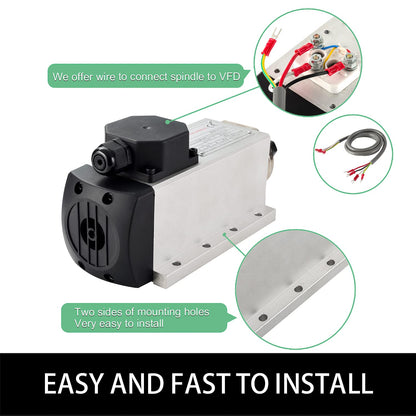 CNC Spindle CNC Motor 110V 2.2KW 2200W ER20 Square Air Cooled Spindle Motor 4 Bearings 24000RPM 400HZ for CNC Router Machine