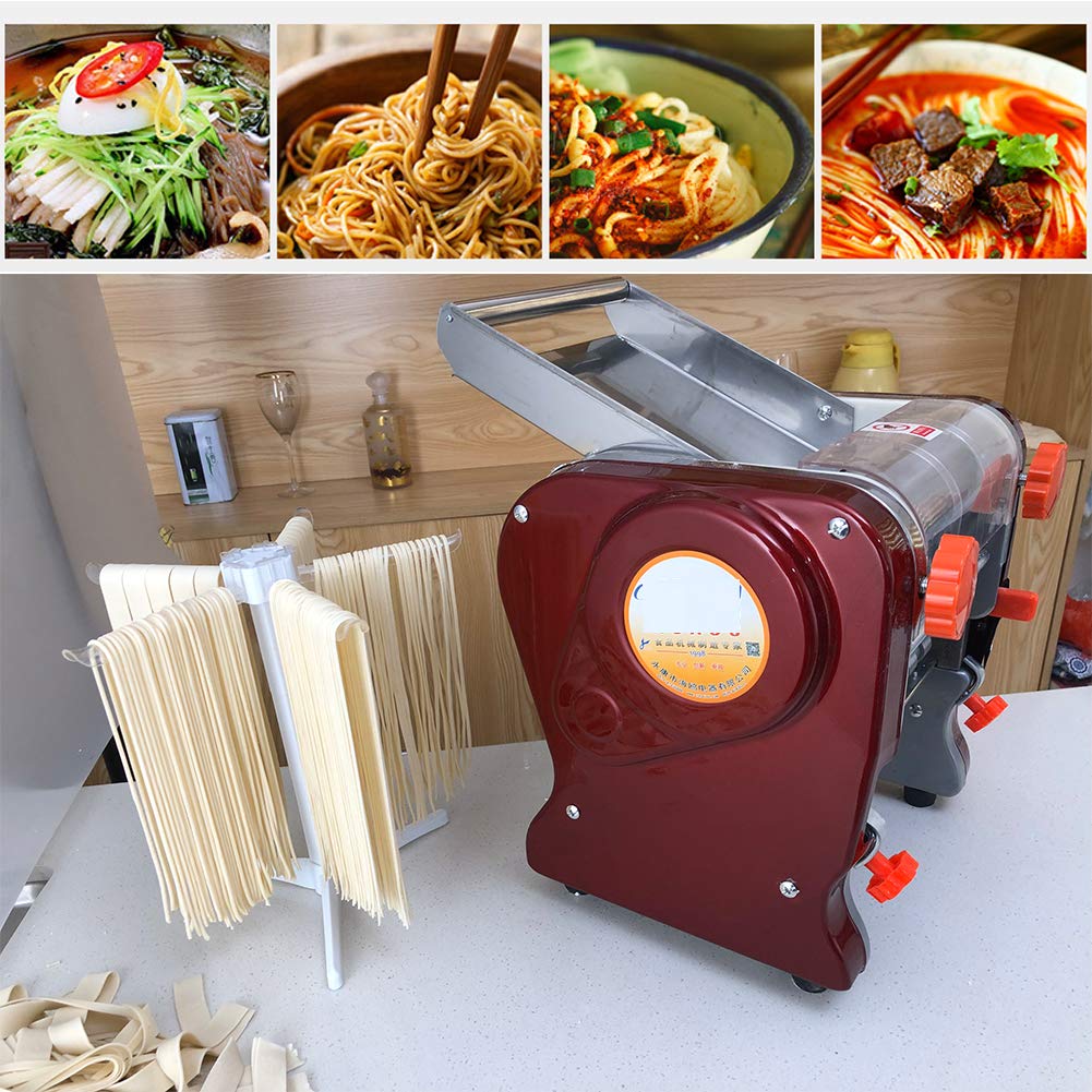 LEONEBEBE Pasta Maker Machine,Electric Noodle Maker&Dumpling Machine for Commercial&Home Use,Stainless Steel Dual-Cutter No Disassembled-3/9mm Width Noodle/Thickness Dough-Auto Noodle Sheeter