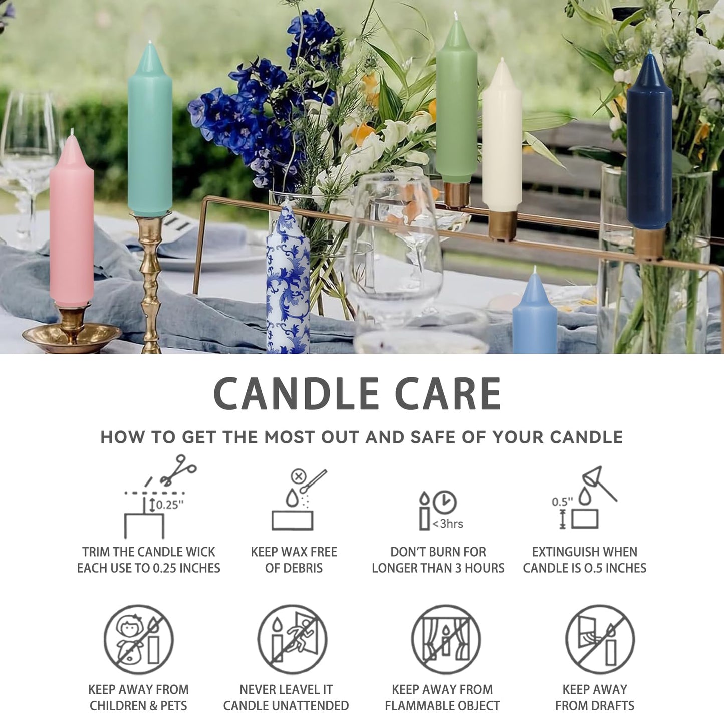 NJAO HOO Indigo Candlesticks 10 Inch Handmade Dripless Taper Candles Unscented Colored Candle Set, Pack of 4 - Up to 9-11 Hours Burn
