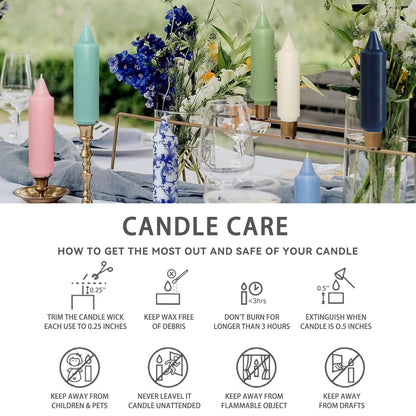 NJAO HOO Indigo Candlesticks 10 Inch Handmade Dripless Taper Candles Unscented Colored Candle Set, Pack of 4 - Up to 9-11 Hours Burn