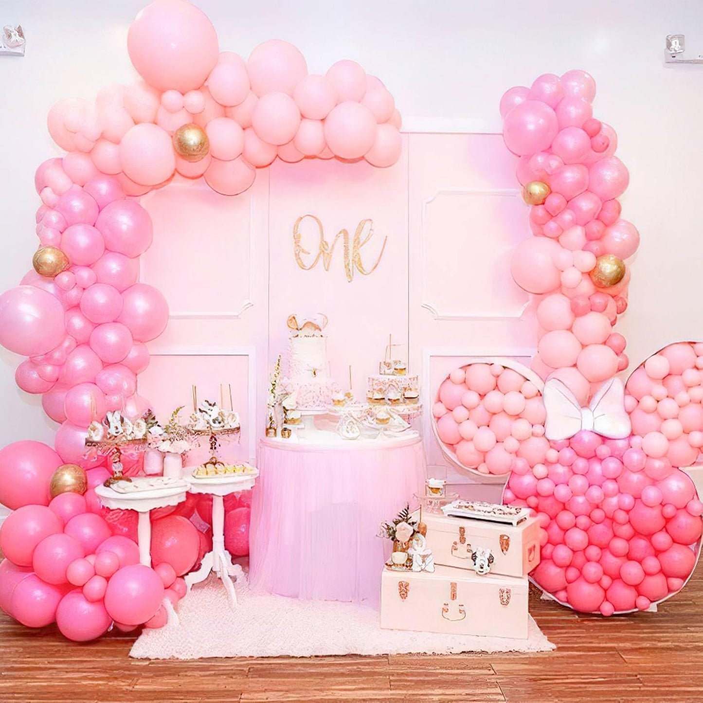 PartyWoo Light Pink Balloon Arch Kit - 155pcs in Various Sizes for Baby Shower & Birthday Decor