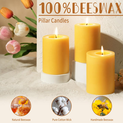 Natural Beeswax Pillar Candle+Beeswax Tealight Candles